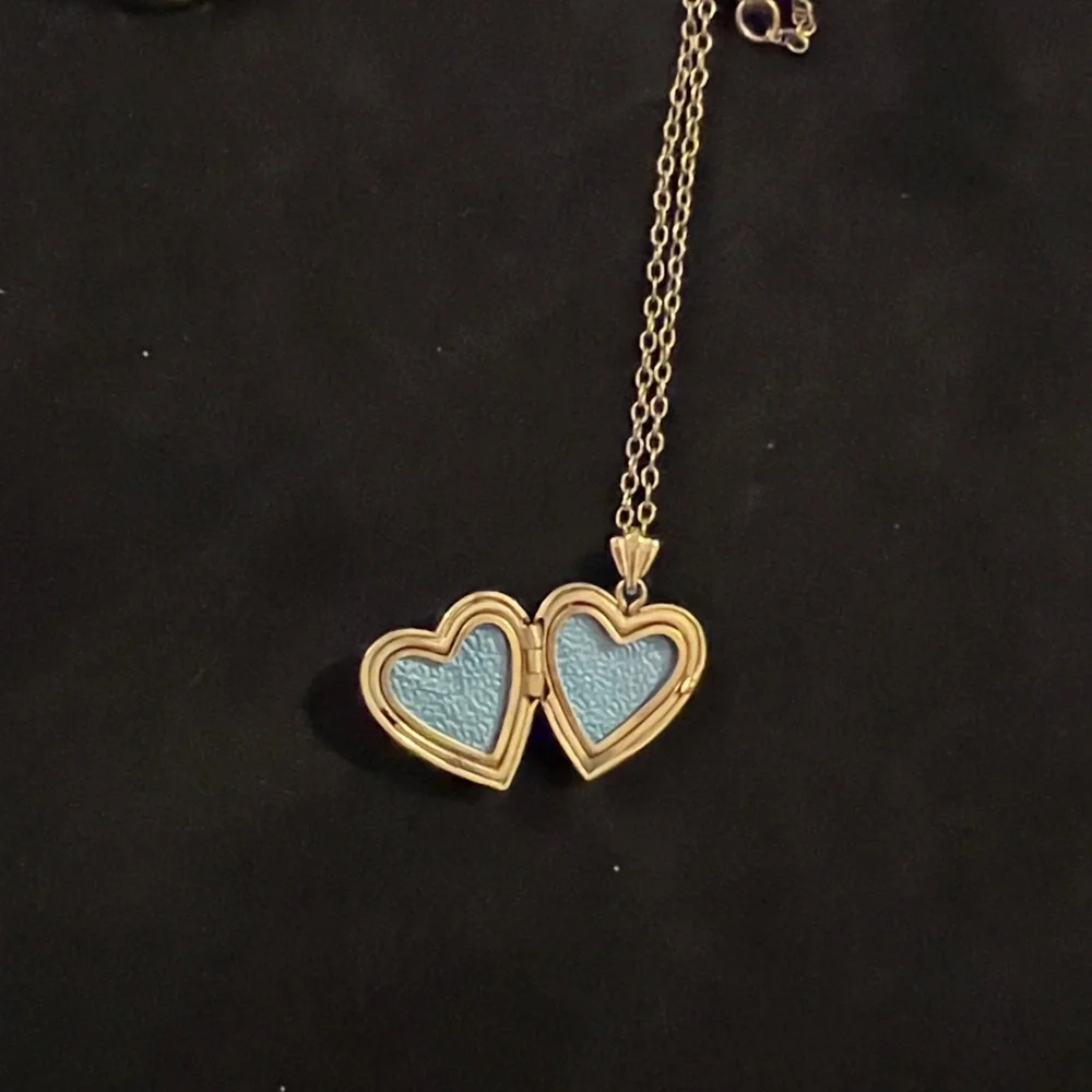Antique 10k Gold fill over Sterling Silver heart locket necklace 14”